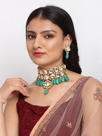 Kundan Choker With Studs - Ruby Raang