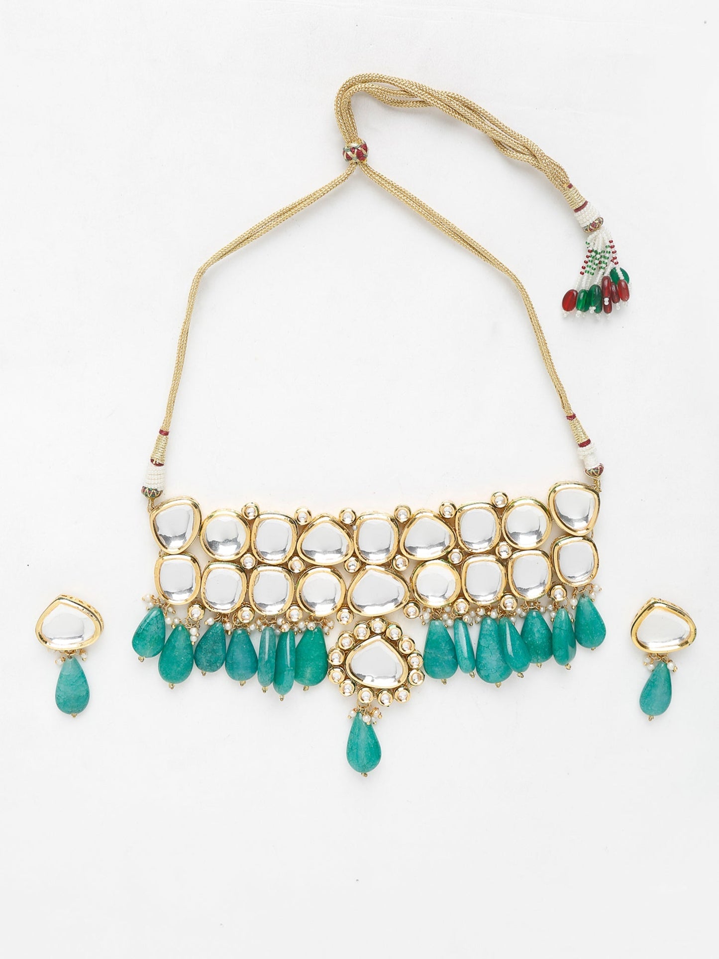 Kundan Choker With Studs - Ruby Raang