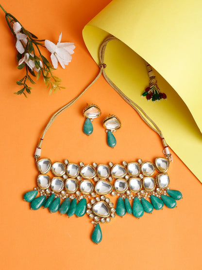 Kundan Choker With Studs - Ruby Raang