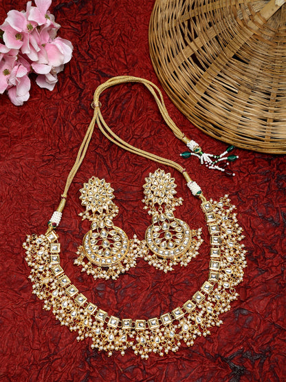 Stone Kundan Choker With Studs - Ruby Raang