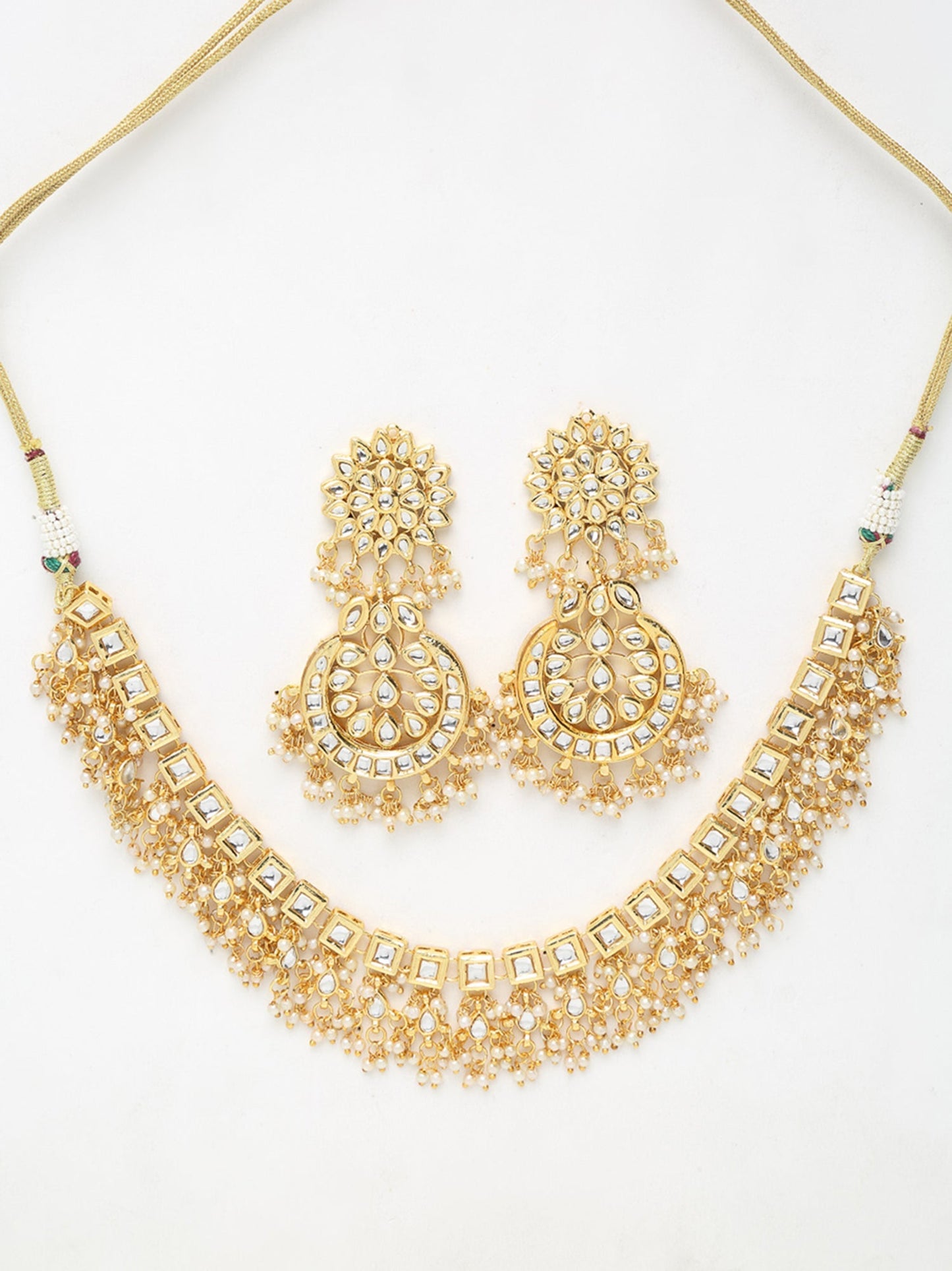Stone Kundan Choker With Studs - Ruby Raang