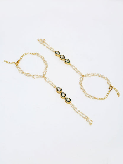 Kundan Hand Harness Set Of 2 - Ruby Raang