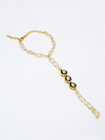 Kundan Hand Harness Set Of 2 - Ruby Raang