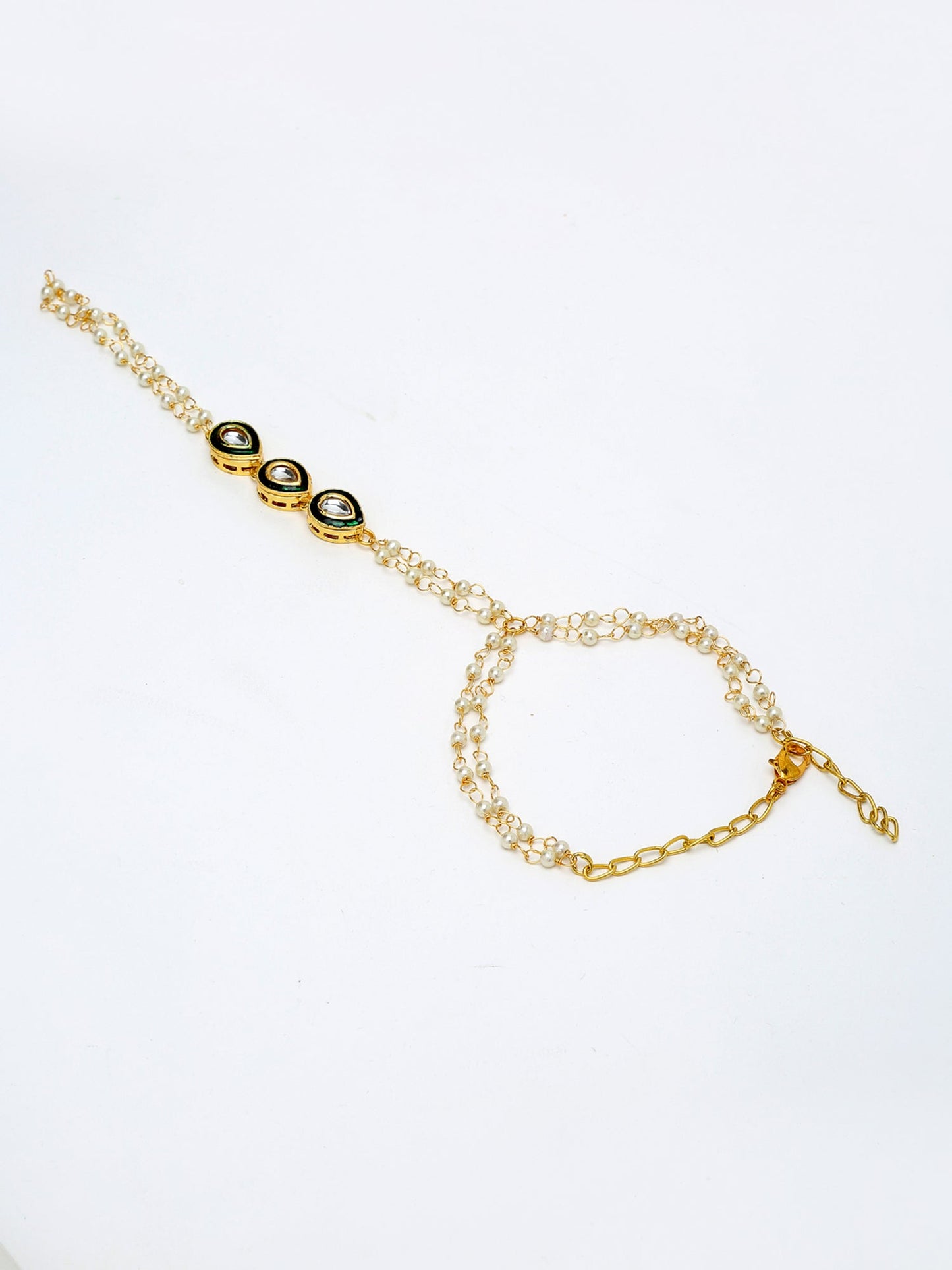 Kundan Hand Harness Set Of 2 - Ruby Raang