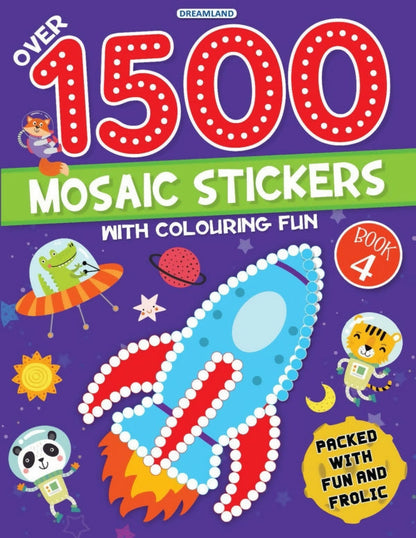 Dreamland Publications 1500 Mosaic Stickers Book 4 with Colouring Fun - Sticker Book for Kids Age 4 - 8 years