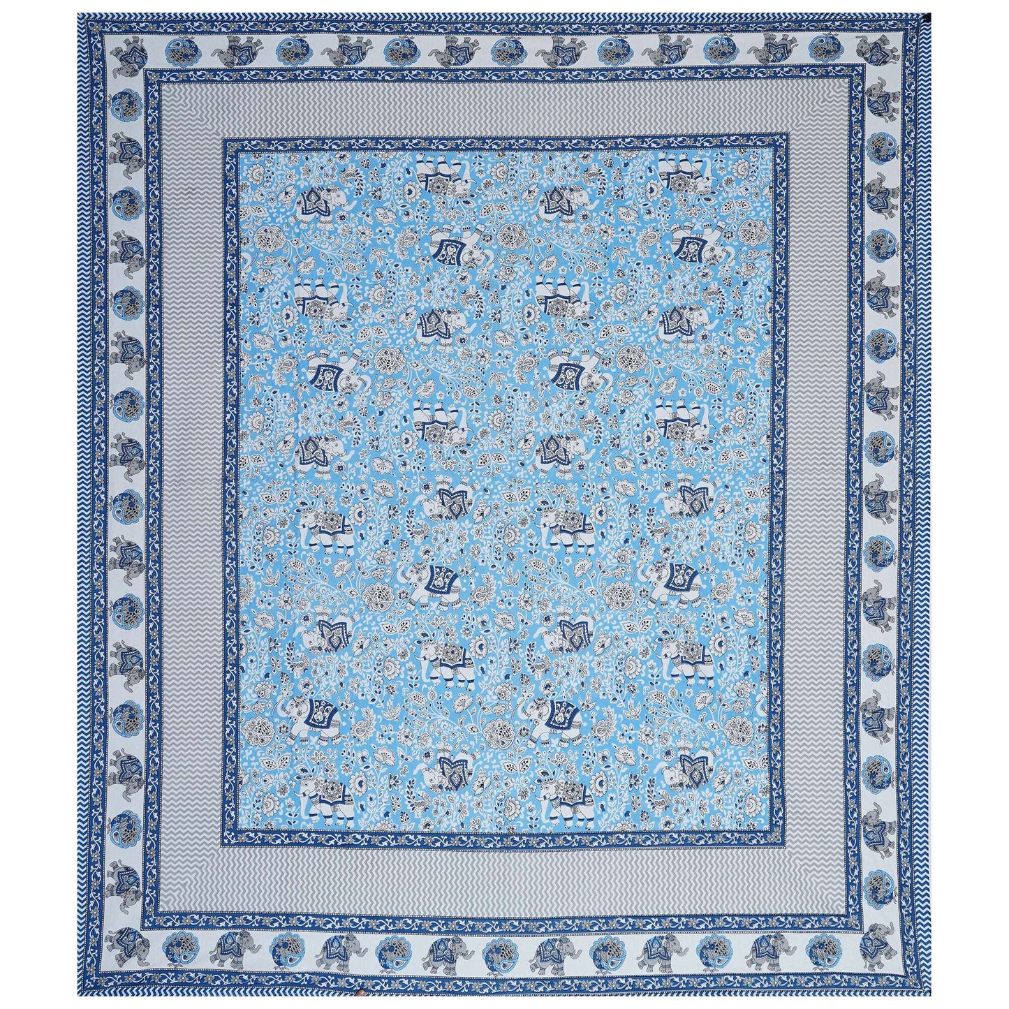 Rudra Bazaar Blue 210 TC Cotton Double King Bedsheet With 2 Pillow Covers