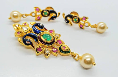 Multicolor AD Peacock Pendant Set