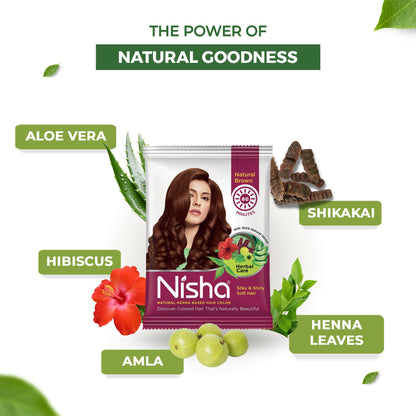 Nisha Henna Based Hair Colour For Women & Men Natural Brown