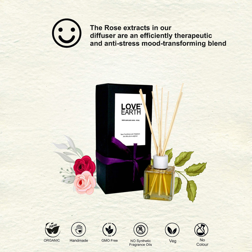 Love Earth Reed Diffuser- Rose - 30 ml