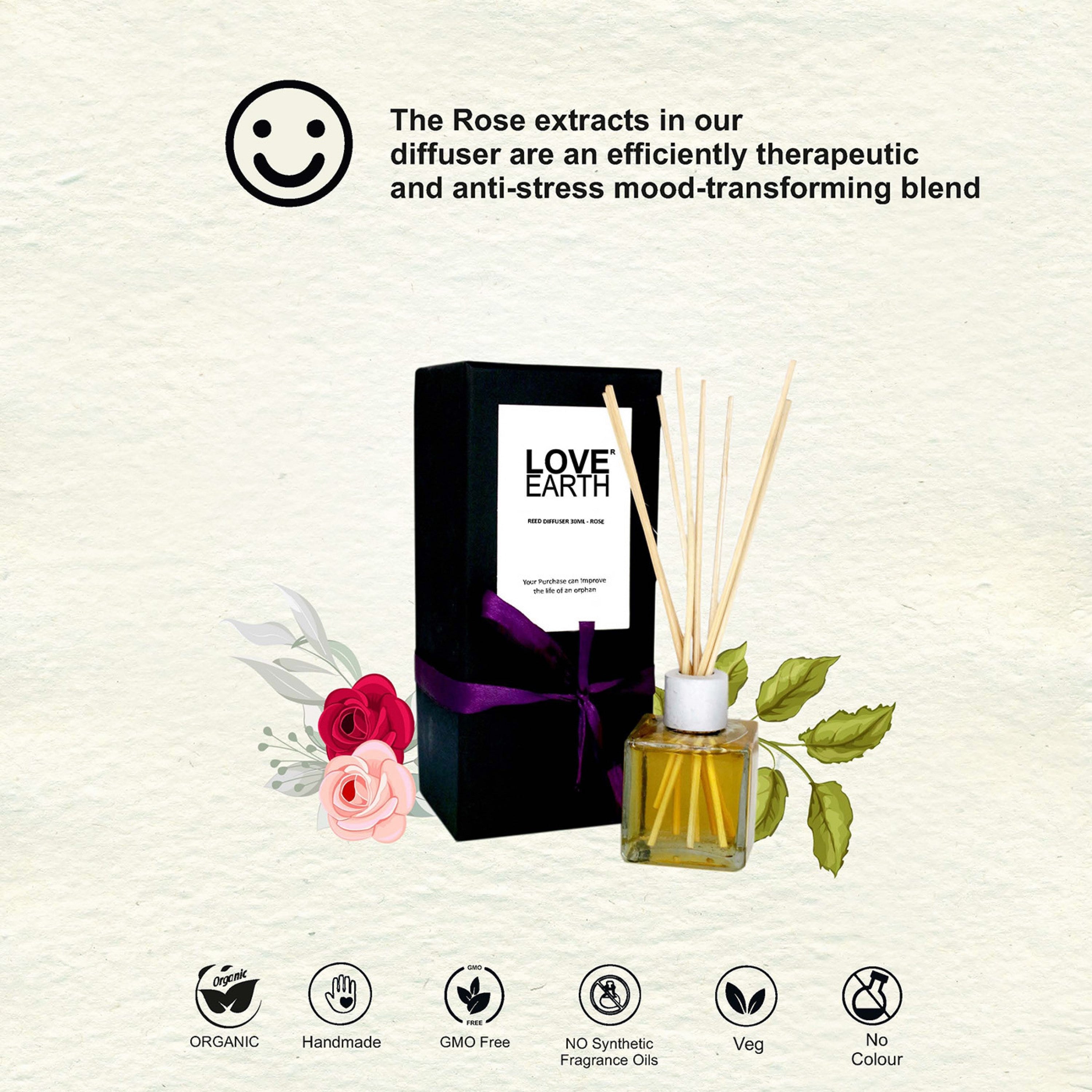 Love Earth Reed Diffuser- Rose - 30 ml