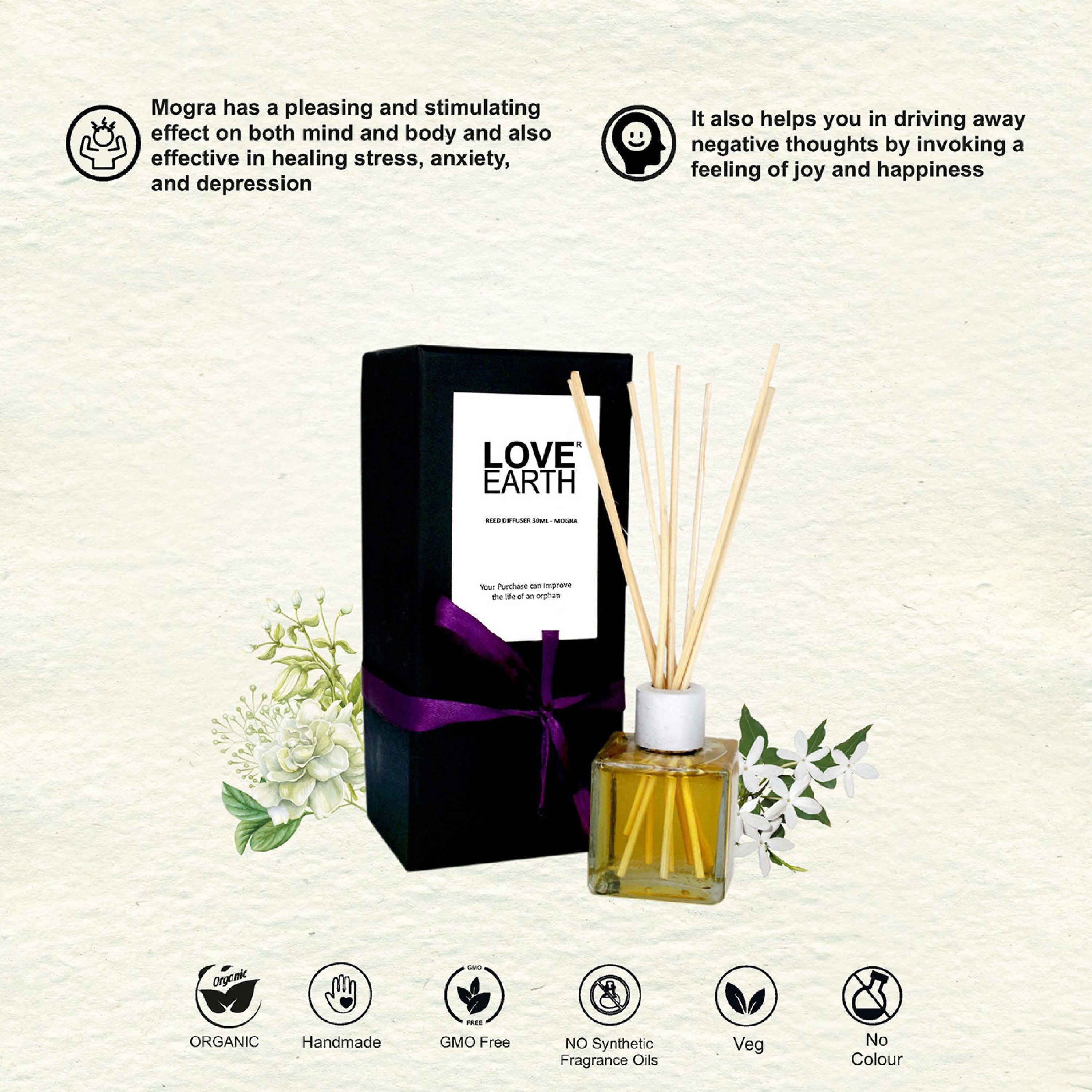 Love Earth Reed Diffuser- Mogra - 30 ml