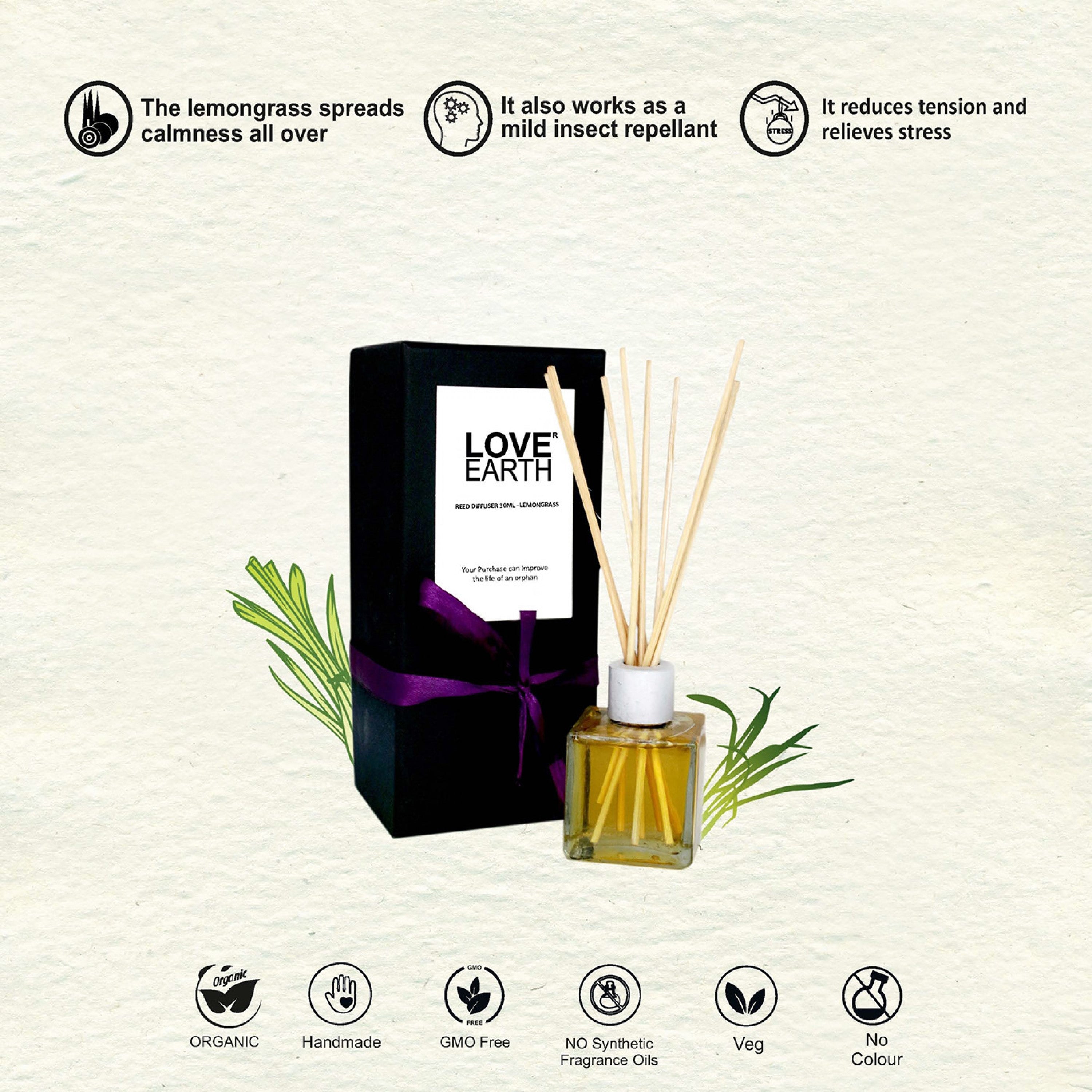 Love Earth Reed Diffuser- Lemongrass - 30 ml