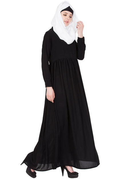 Bashariya Simple Abaya With Gather On Waistline