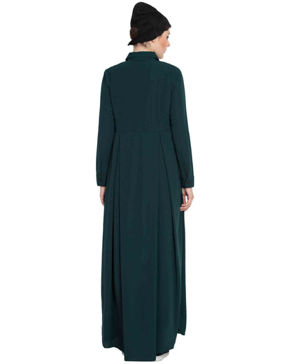 Bashariya Front Open Abaya In Firdaus Fabric With Fabric Belt and Side Pockets