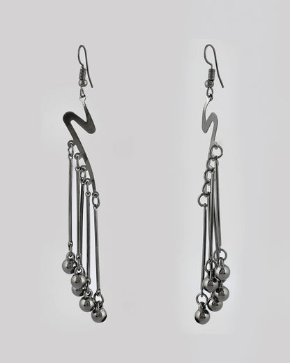 VOJ Women Rhodium-Plated Drop Chain Earrings Stainless Steel Drops & Danglers