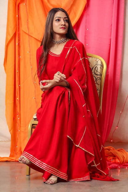 Cheera Red Kurta Palazzo Dupatta set