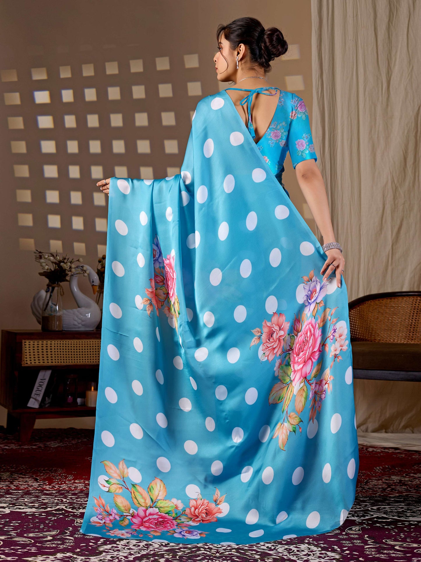 Aastha Fashion Sky Soft Satin Georgette Printed Saree