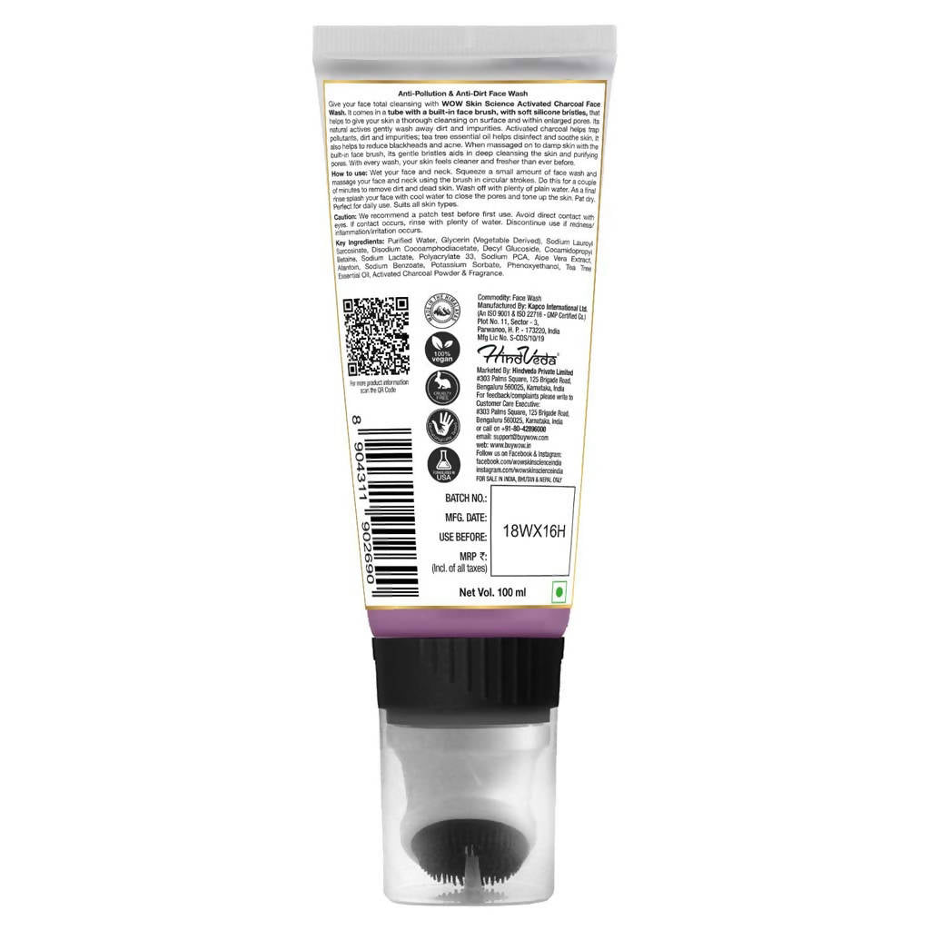 Wow Skin Science Activated Charcoal Face Wash Gel - 100 gms