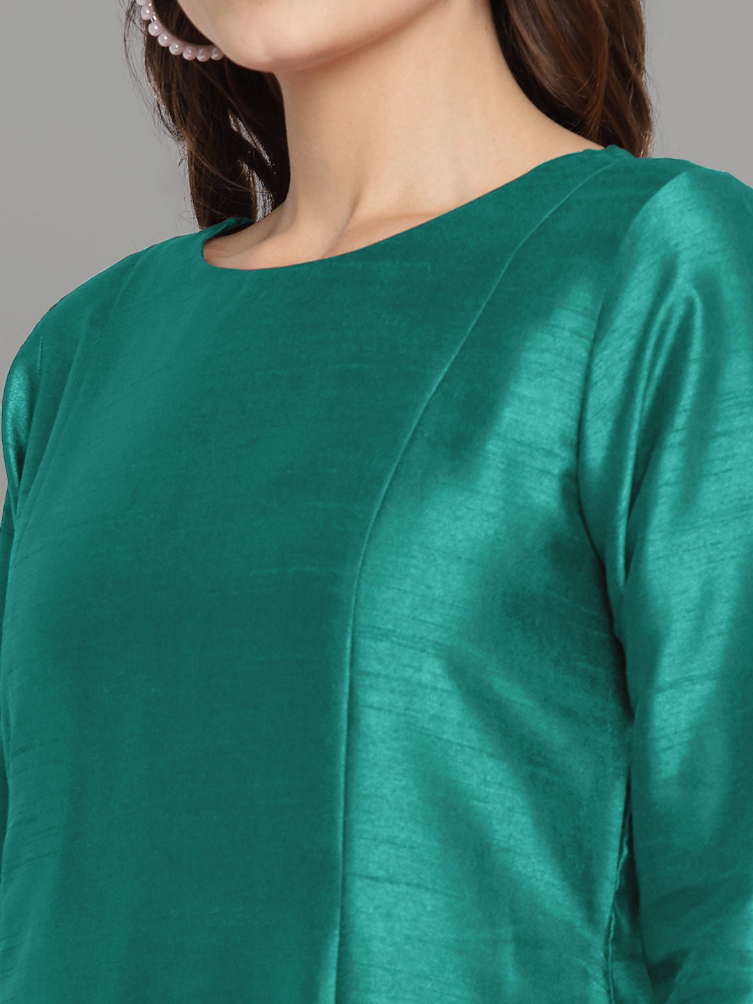 Ahalyaa Women Sea Green Printed Gotta Patti Kurti with Palazzos & Dupatta
