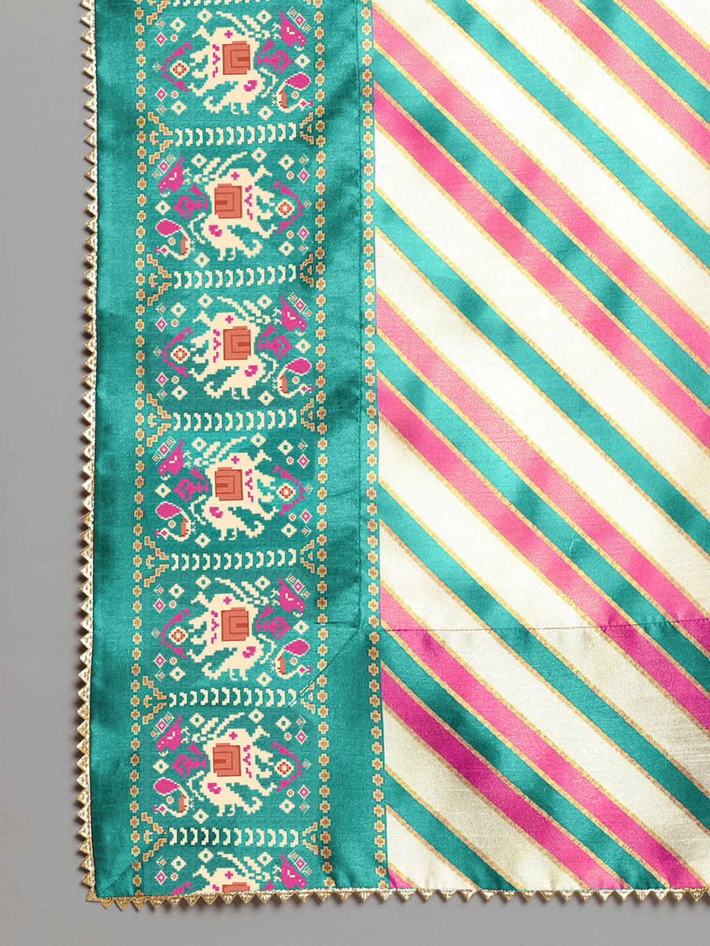 Ahalyaa Women Sea Green Printed Gotta Patti Kurti with Palazzos & Dupatta