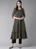 Ahalyaa Women's Black Kurta with Trouser