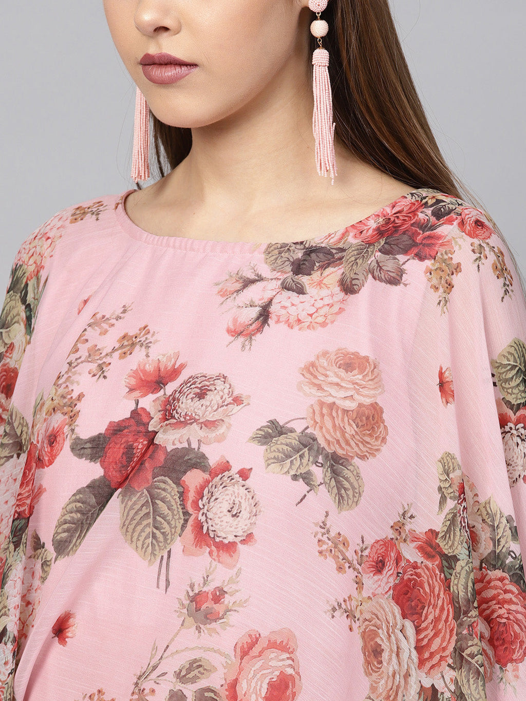 Ahalyaa Women Pink Floral A Line Fusion Dresses