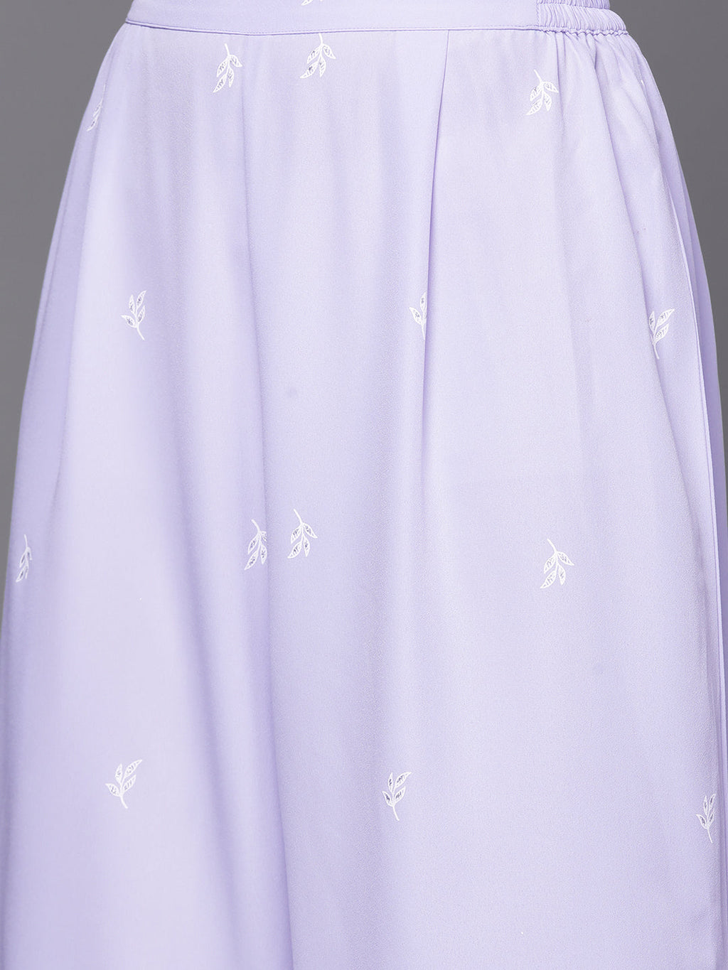 Ahalyaa Lavender & White Floral Printed High Slit Sequined Kurta with Palazzos