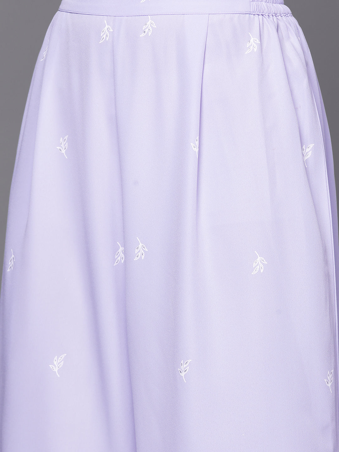 Ahalyaa Lavender & White Floral Printed High Slit Sequined Kurta with Palazzos