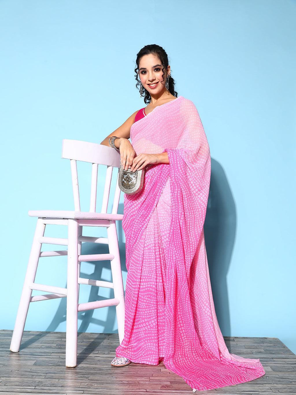 Ahalyaa Bandhani Saree with Solid Border