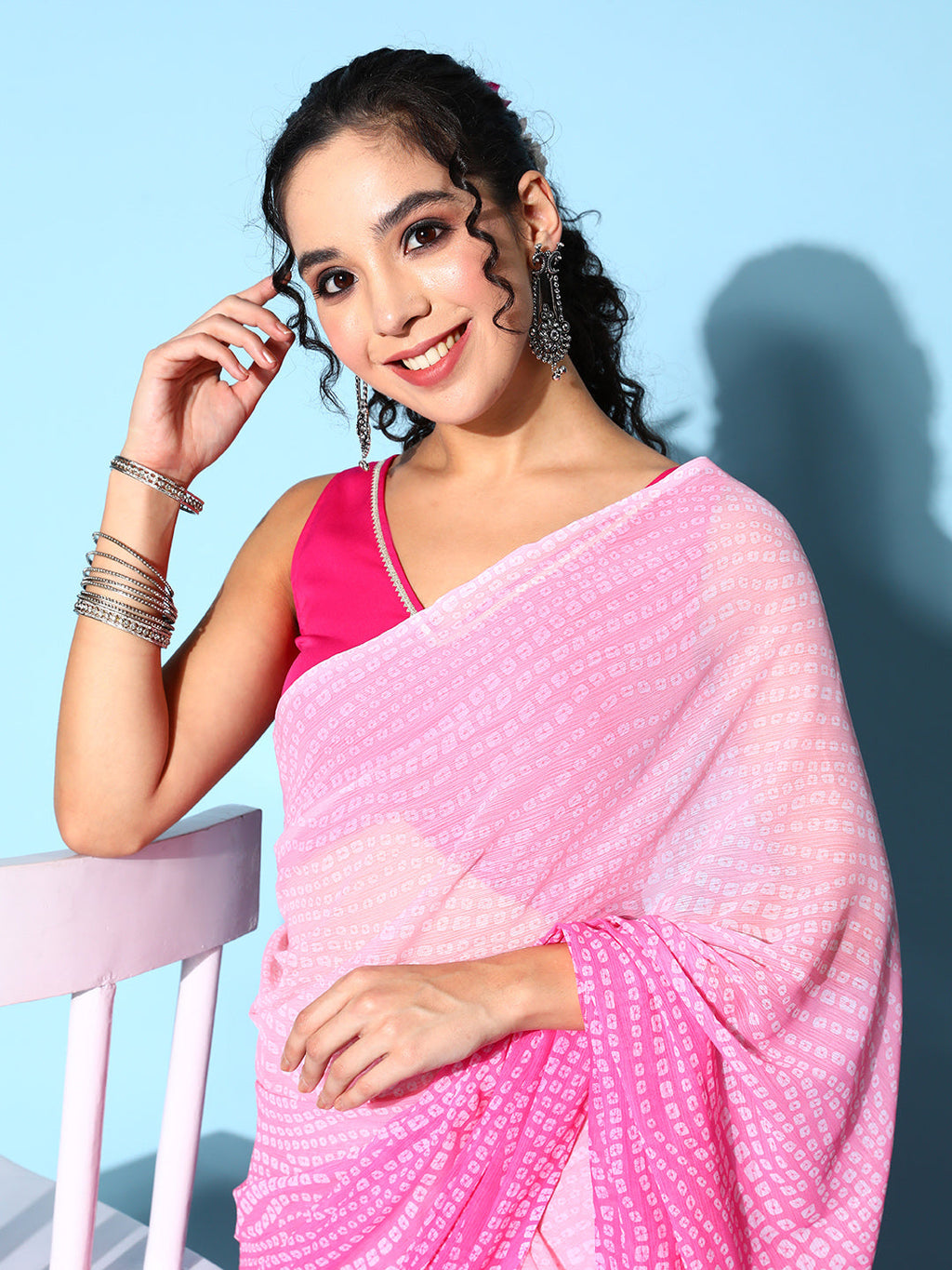 Ahalyaa Bandhani Saree with Solid Border