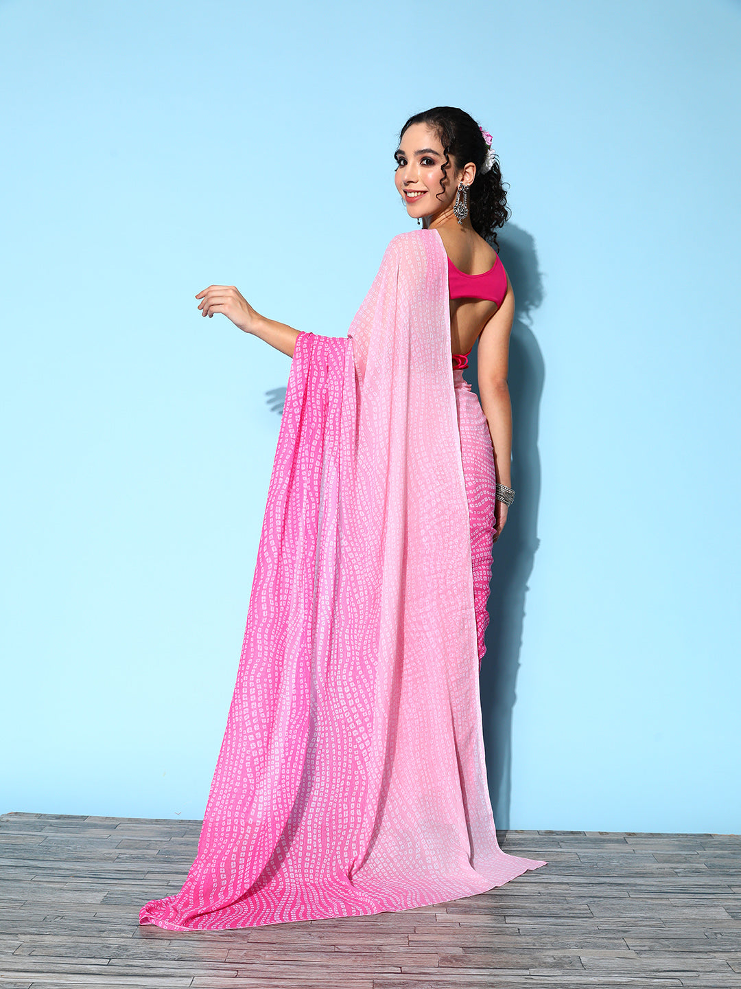 Ahalyaa Bandhani Saree with Solid Border