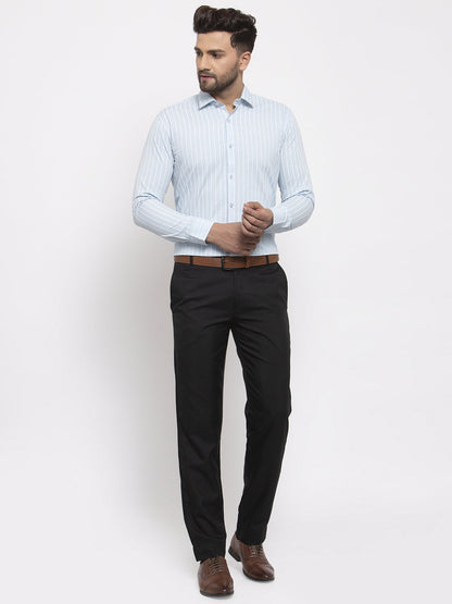 Jainish Blue Men's Cotton Striped Formal Shirt's ( SF 770Sky )