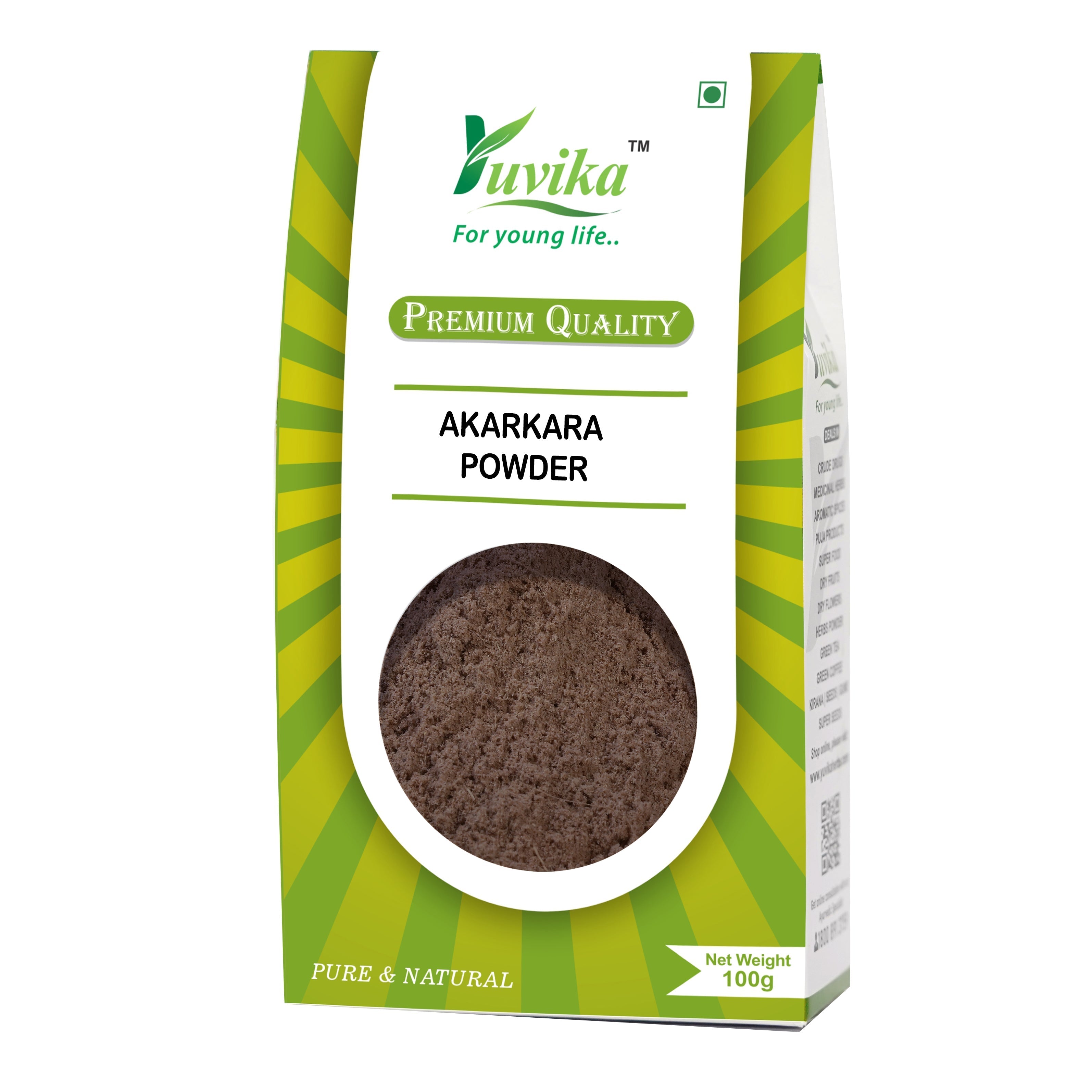 Yuvika Akarkara Powder - Anacyclus Pyrethrum - Pellitory Root Powder - 100gms