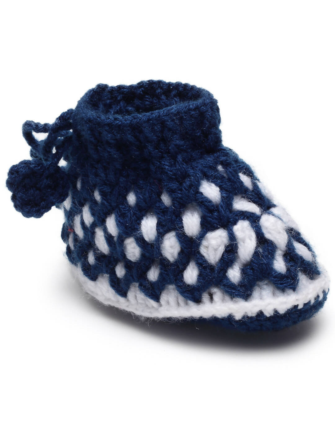 Chutput Kids Woollen Hand Knitted Self Desgin Booties - Blue