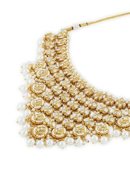 Jewel City Bridal Kundan Gold-Plated Choker Necklace Set with Jhumka Earrings for Women & Girls – Traditional Indian Wedding Jewelry with Pearls