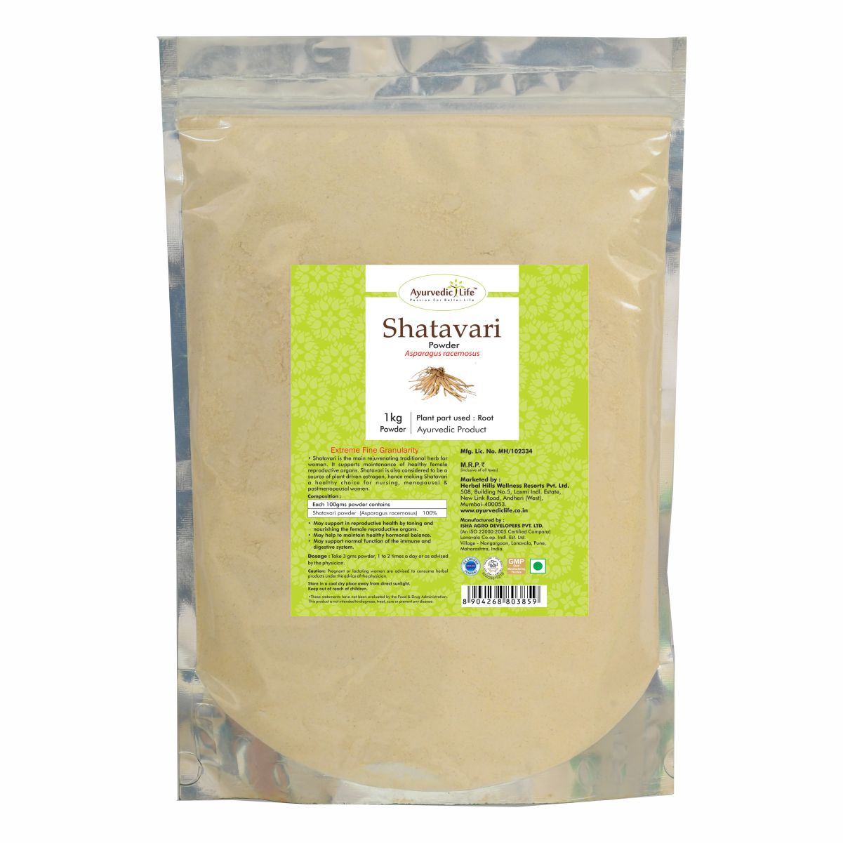 Ayurvedic Life Shatavari powder â€“ Asparagus Racemosa â€“ Womenâ€™s Health â€“ 1 kg