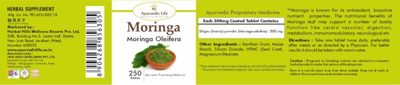 Ayurvedic Life Moringa tablet – Shigru – Immunity Booster – 250 tablet