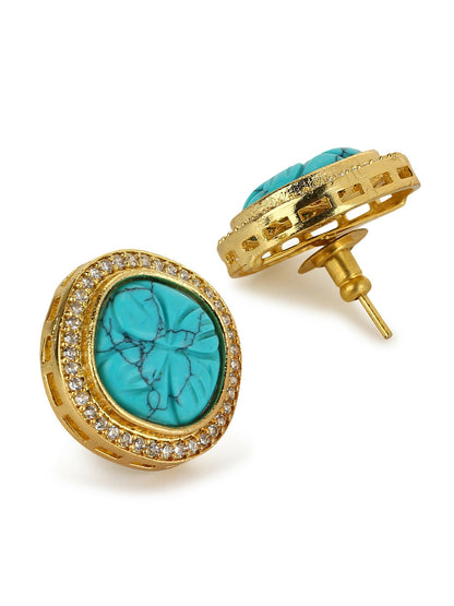 Blue Gold-Polished Handcrafted Studs Earrings - Ruby Raang