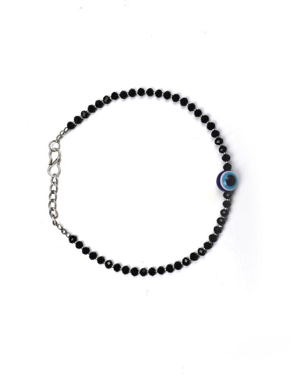 Priyaasi Women Black Beads Silver Plated Traditional Anklets - Limited Time Offer