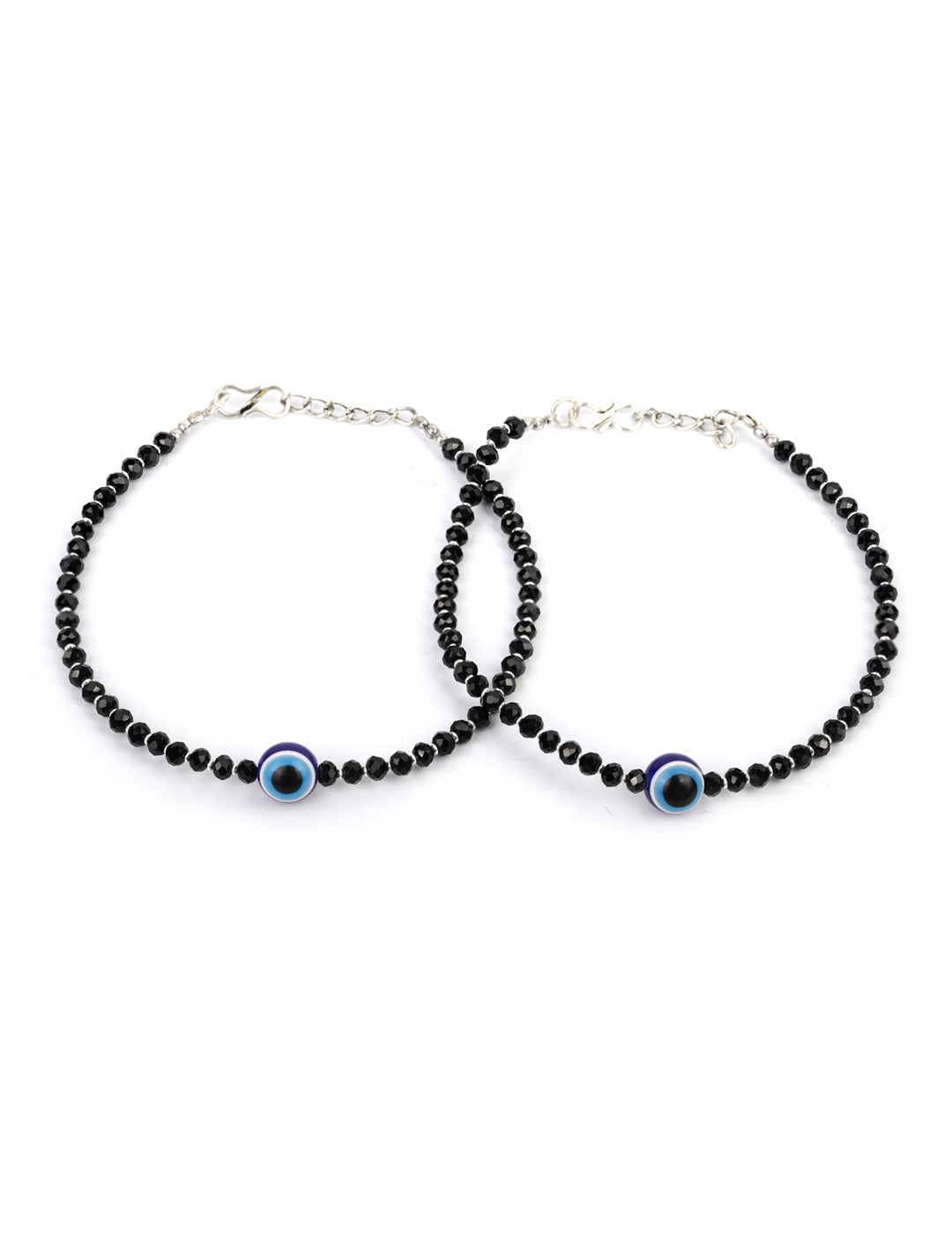 Priyaasi Women Black Beads Silver Plated Traditional Anklets - Limited Time Offer