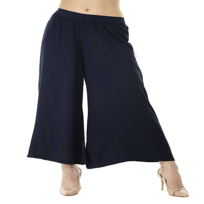 Lagi Women's Navy Blue Solid Palazzo (PLZ01B)