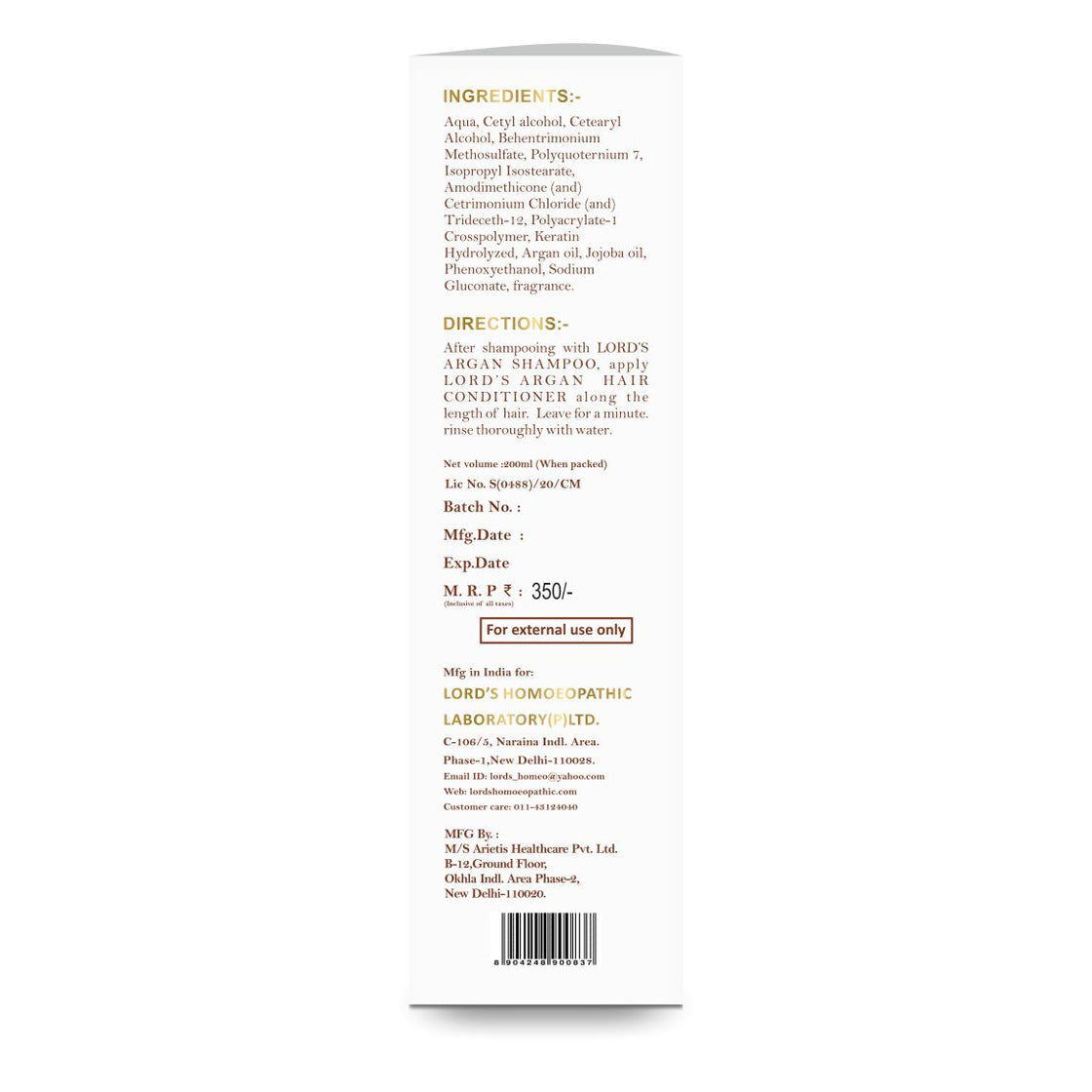 Lord's Homeopathy Conditioner