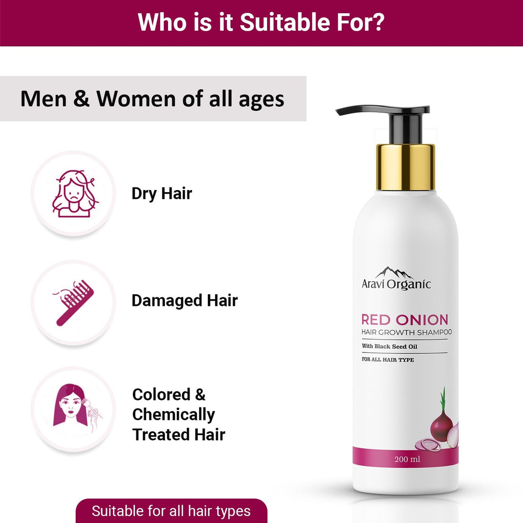 Aravi Organic Red Onion Shampoo with Black seed Oil - 200 ml