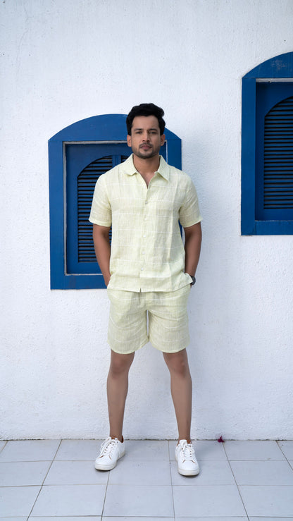 Noroke Sustainable fabric | 100% Linen Linen Embroidered Co-ord Set Men - Green