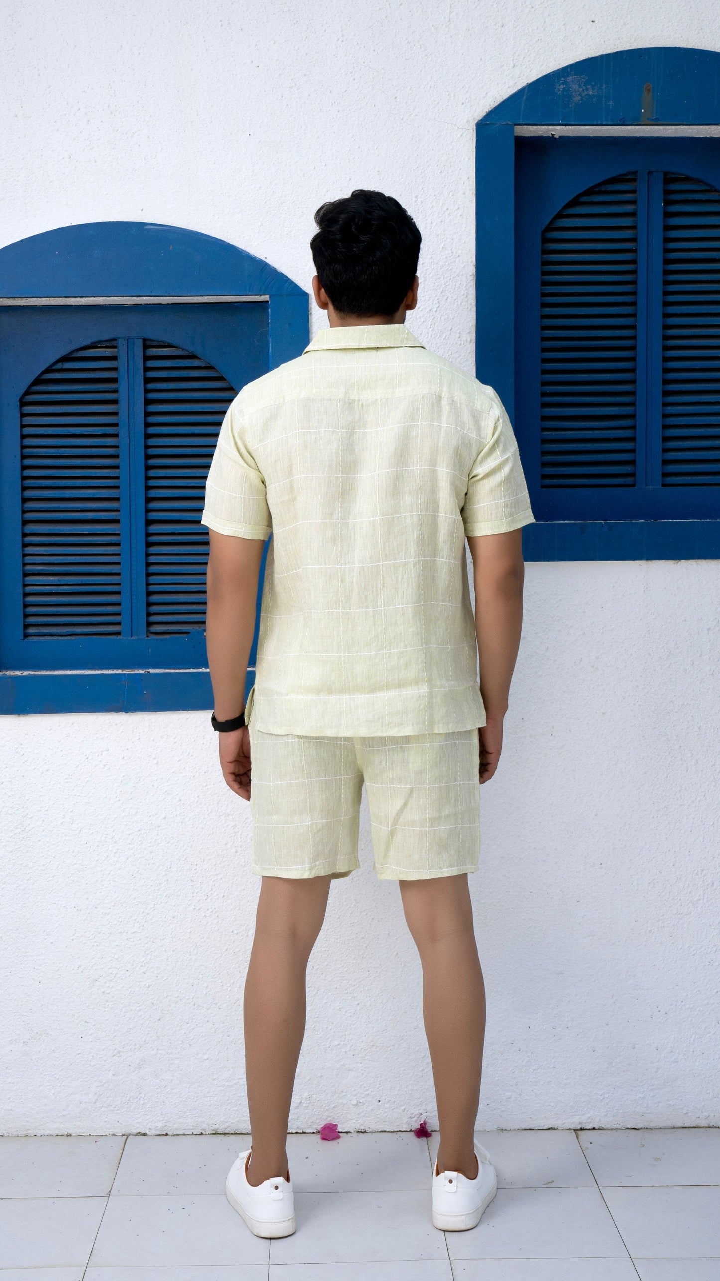 Noroke Sustainable fabric | 100% Linen Linen Embroidered Co-ord Set Men - Green