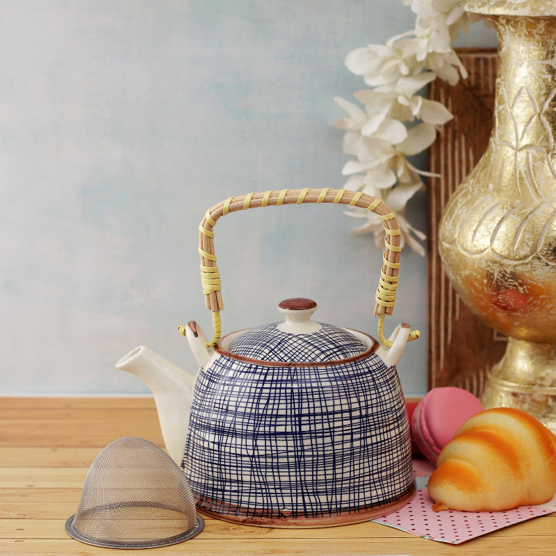 Azure Mesh Ceramic Tea Pot