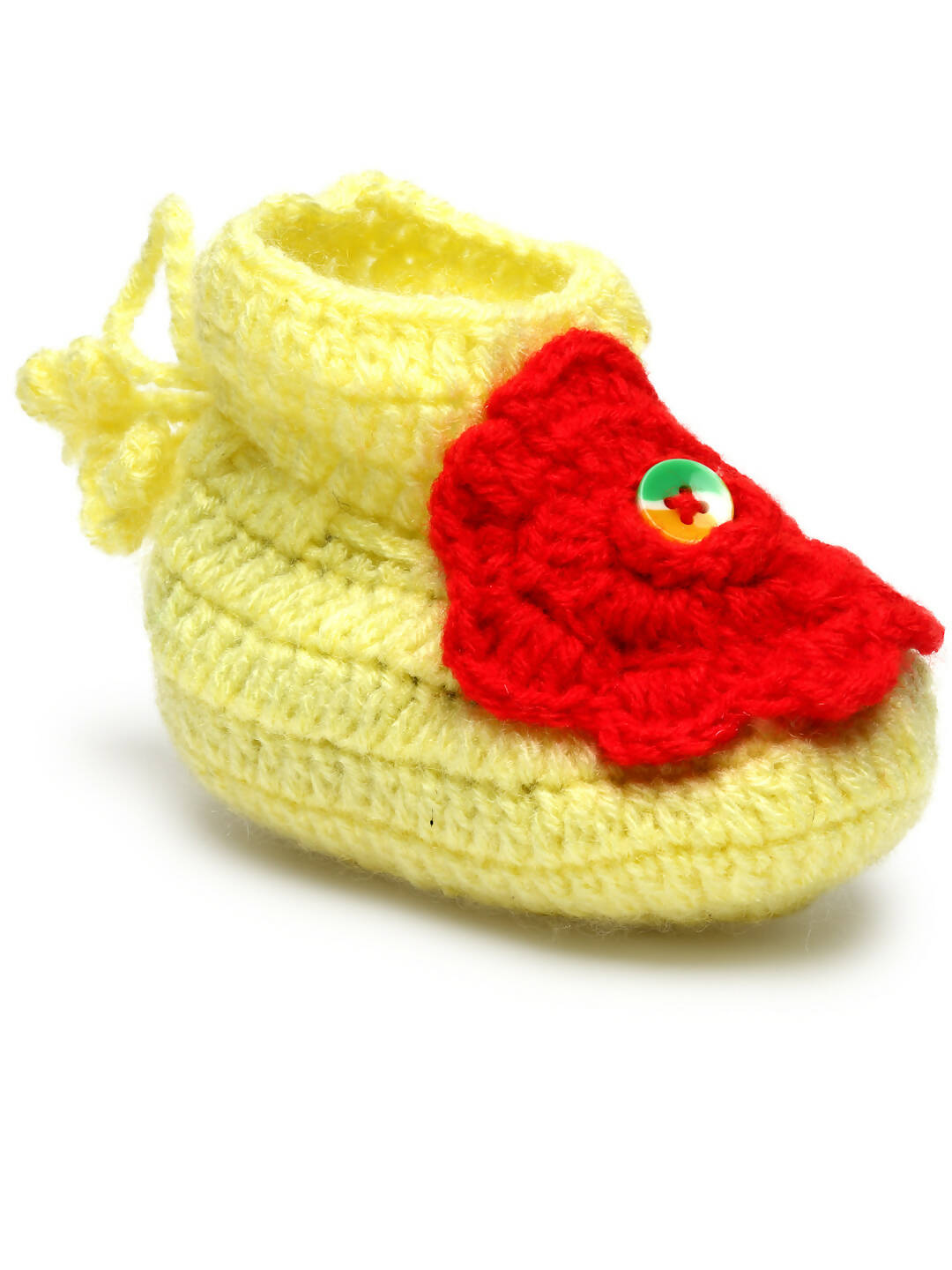 Chutput Kids Woollen Hand Knitted Flower Detailed Booties - Yellow