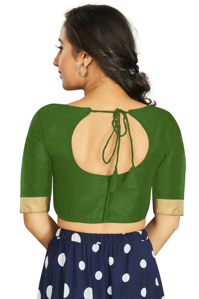 Aastha Fashion Women's Mehendi Art Silk Designer Traditional Readymade Blouse