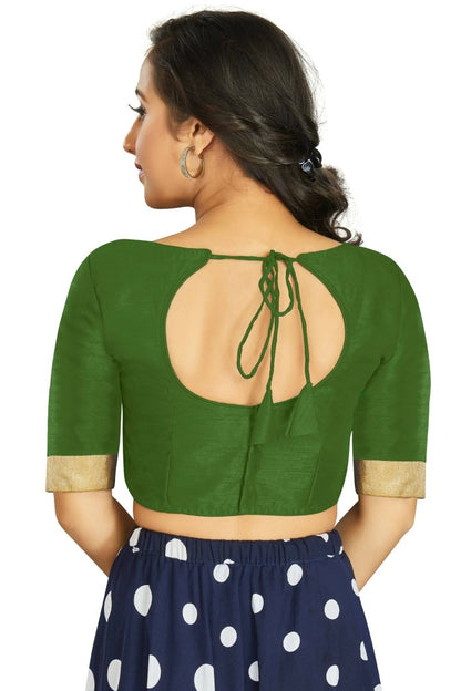 Aastha Fashion Women's Mehendi Art Silk Designer Traditional Readymade Blouse