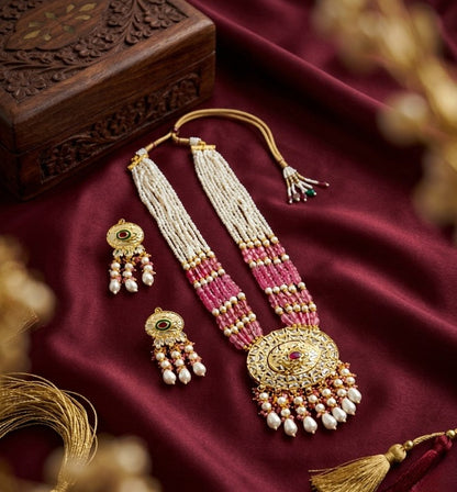 Jewel City Kundan Necklace Set with Multicolor Beads & Pearls | Antique Gold Plated Bollywood Bridal Wedding Jewelry For Women